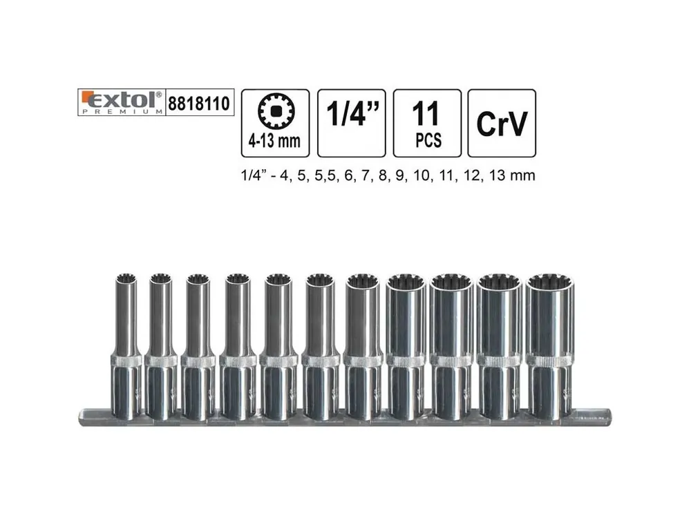Gola ořechy Multilock 1/4" sada 11 kusů 4-13mm