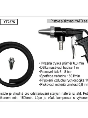 Pistole pískovací se sací hadicí YATO