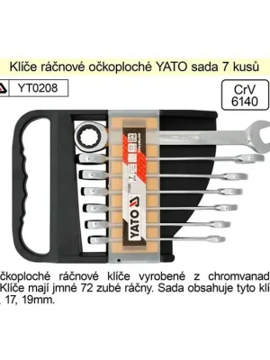 YATO Klíče ráčnové sada 7 kusů očkoploché 10-19mm