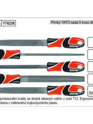 Pilníky YATO délka 250mm sada 5 kusů