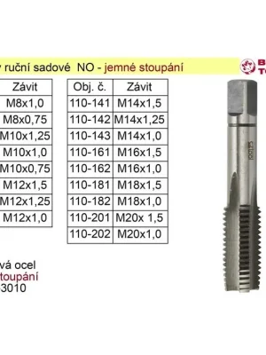 Závitníky ruční sadové M20x1,5 NO jemný závit