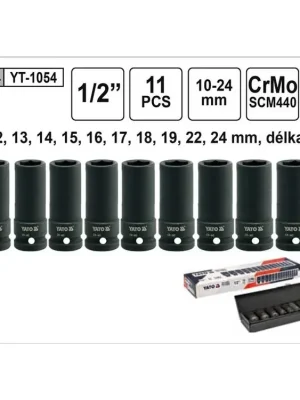 YATO Gola ořechy šestihranné kované prodloužené 1/2" sada 11 kusů 10-24mm YT-1054