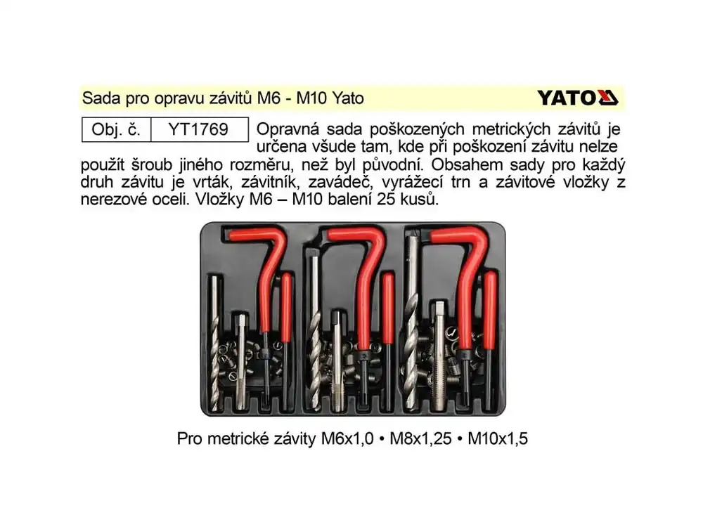 Sada pro opravu závitů M6 - M10 Yato