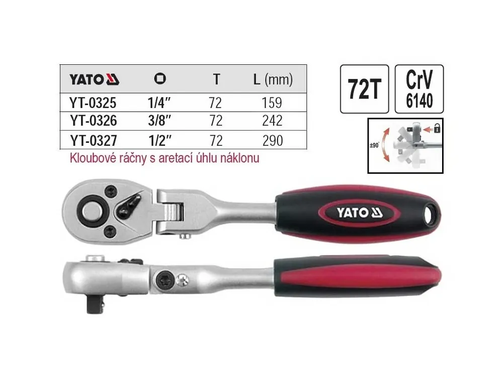 YATO Gola ráčna kloubová s páčkou 1/2" YT-0327