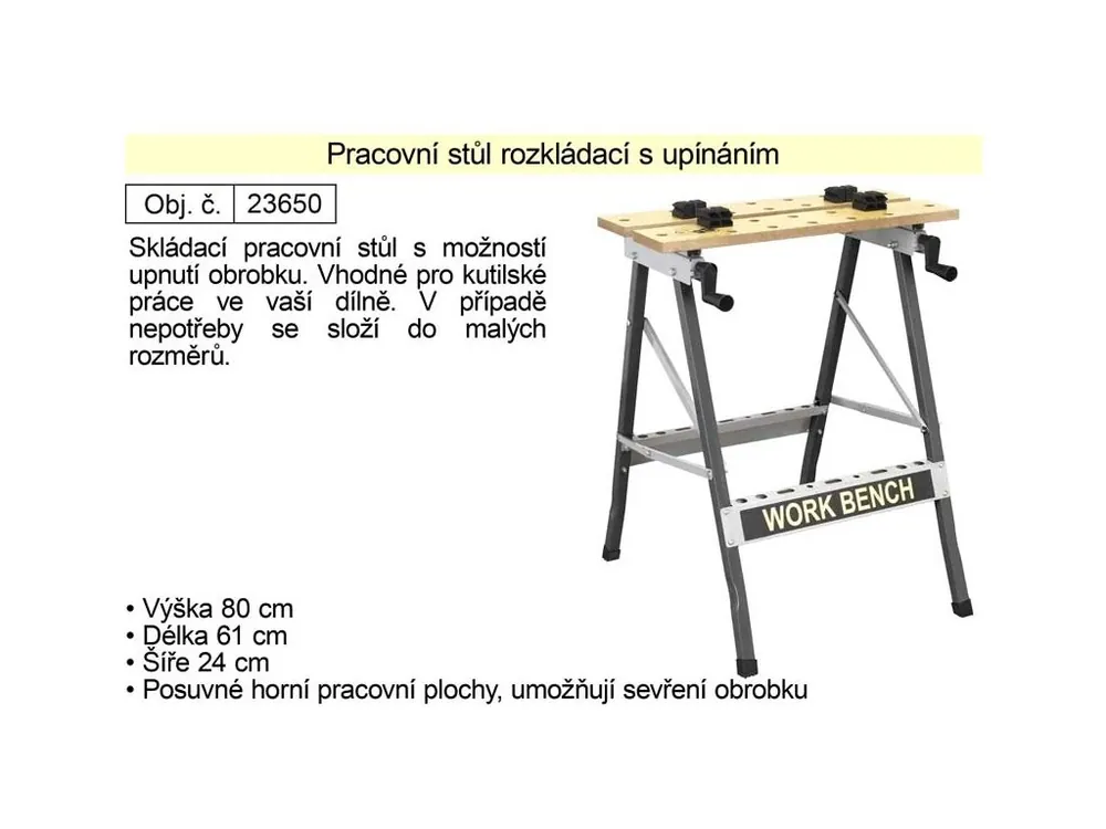 Pracovní stůl rozkládací s upínáním