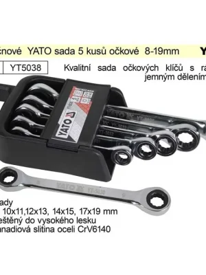 YATO Klíče ráčnové sada 5 kusů očkové 8-19mm