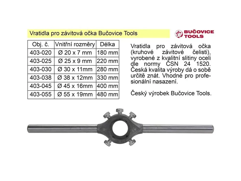 Vratidlo pro závitová očka 65x20mm Bučovice Tools
