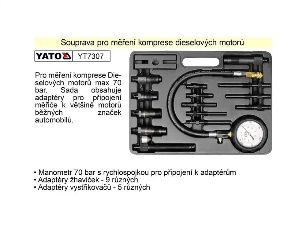 Souprava pro měření komprese dieselových motorů