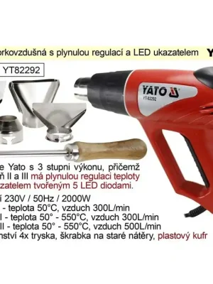 Pistole horkovzdušná Yato YT82292 s plynulou regulací teploty