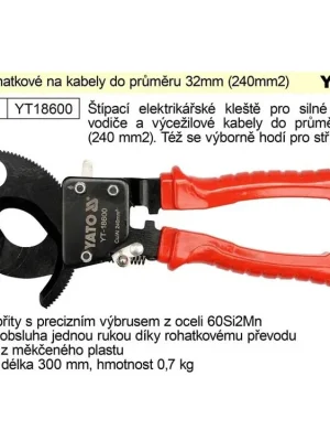 Kleště ráčnové rohatkové na kabely do průřezu 240mm2