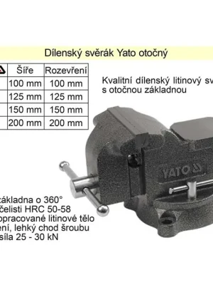 Svěrák YATO otočný 100 mm