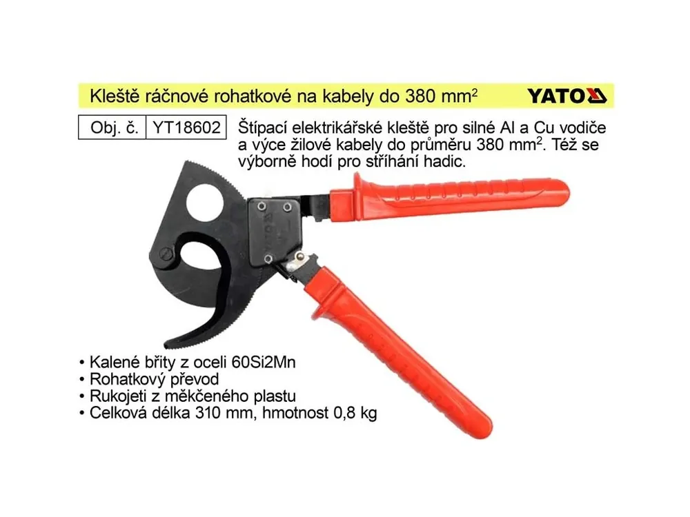 Kleště ráčnové rohatkové na kabely do průřezu 380mm2
