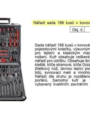 Nářadí sada 186 kusů v kovovém kufru  - Kraft Man