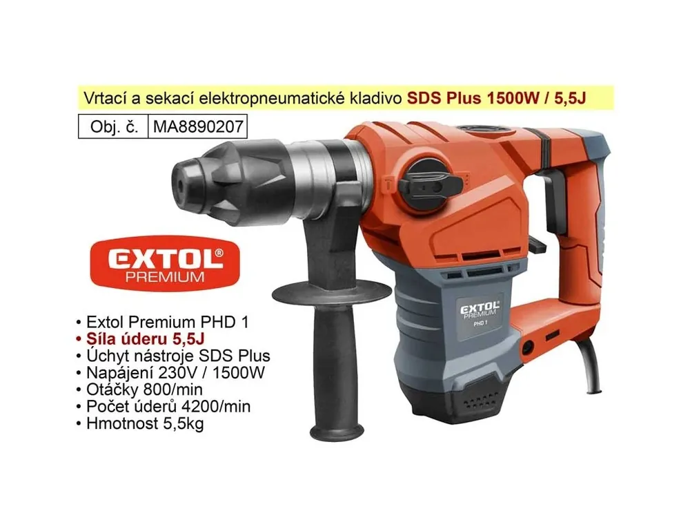 Kladivo vrtací a sekací SDS Plus Extol Premium PHD 1 8890207