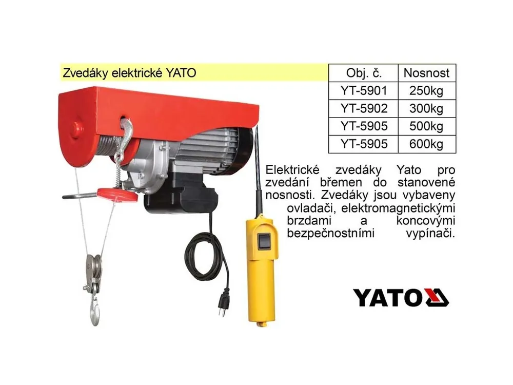 Zvedák elektrický nosnost 500 kg