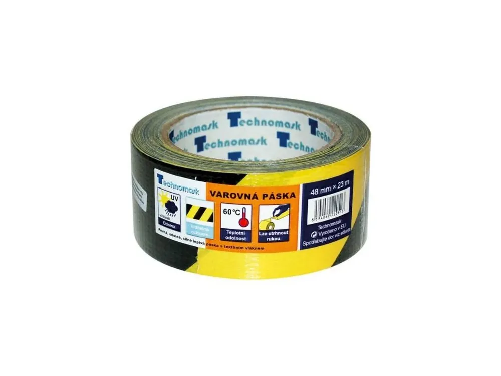 Páska výstražná samolepící PVC, 48 mm x 22 m, černo-žlutá