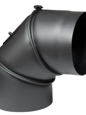 Koleno kouřovodu 90° 1,5 mm s čistícím otvorem 150 mm, černé