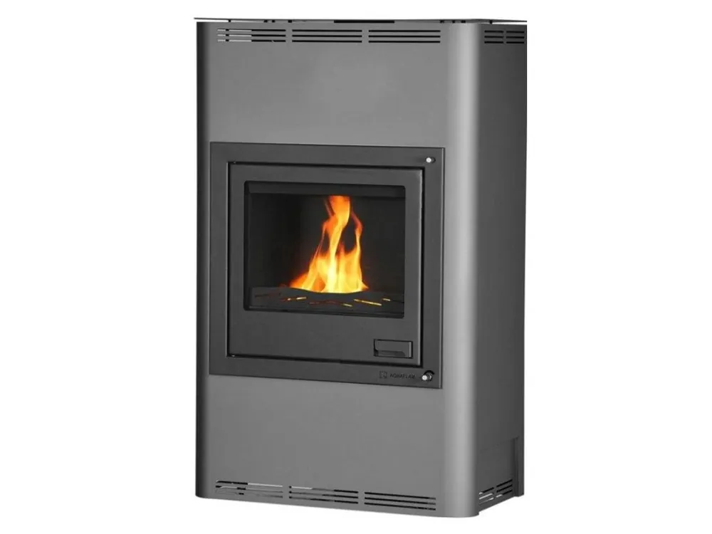 HS Flamingo Kamna krbová AQUAFLAM 25, 25 kW s výměníkem 21 kW a manuální regulací, šedá