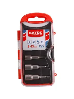 Sada magnetických hlavic EXTOL 6-13mm/6ks 1/4"