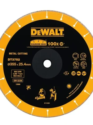 Dia řezný kotouč 355mm na řezání kovu, plastů a profilů DT3752 pro rozbrusky DeWALT