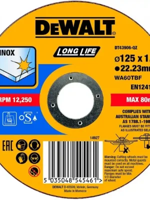 Řezný kotouč na nerezovou ocel 125x1,6x22,2 DeWALT DT43906