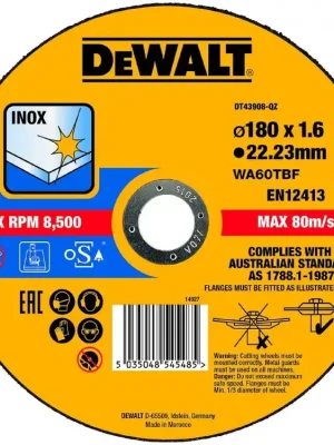 Řezný kotouč na nerezovou ocel 180x1,6x22,2 DeWALT DT43908