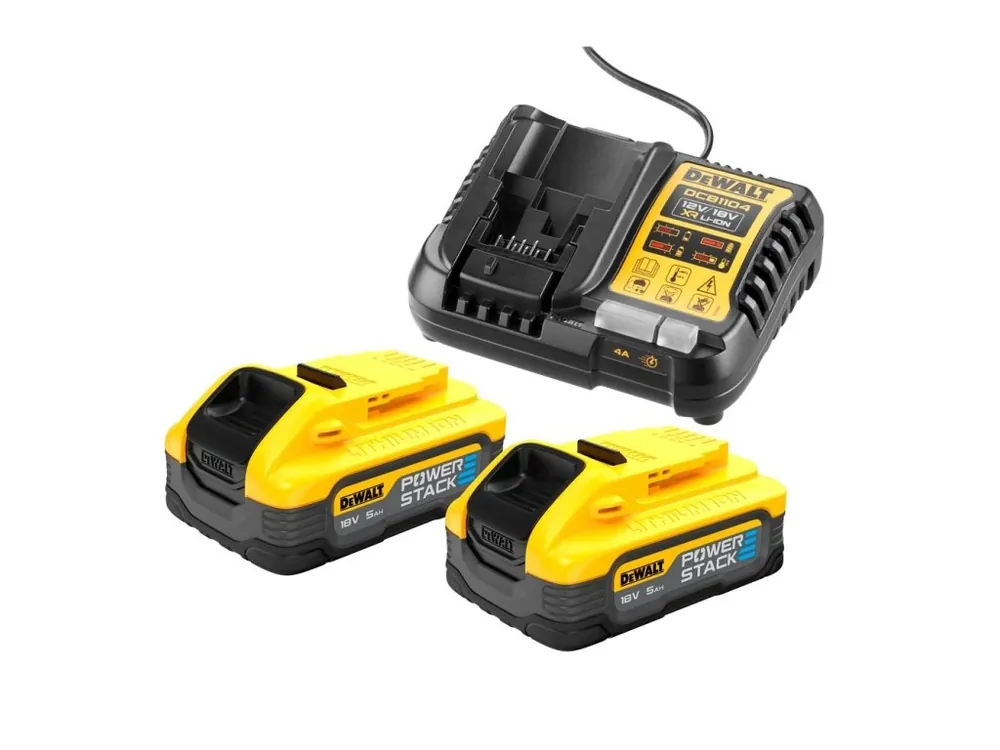 Nabíječka pro zásuvné baterie XR 4A 10,8 - 18V + 2 ks baterie 5,0Ah POWERSTACK DCB1104H2 DeWALT