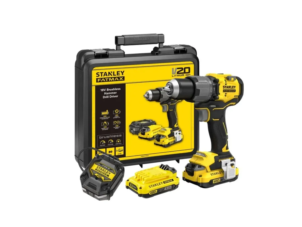 Aku bezuhlíková příklepová vrtačka 18V 2,0Ah Li-Ion SFMCD726D2K Stanley FatMax V20