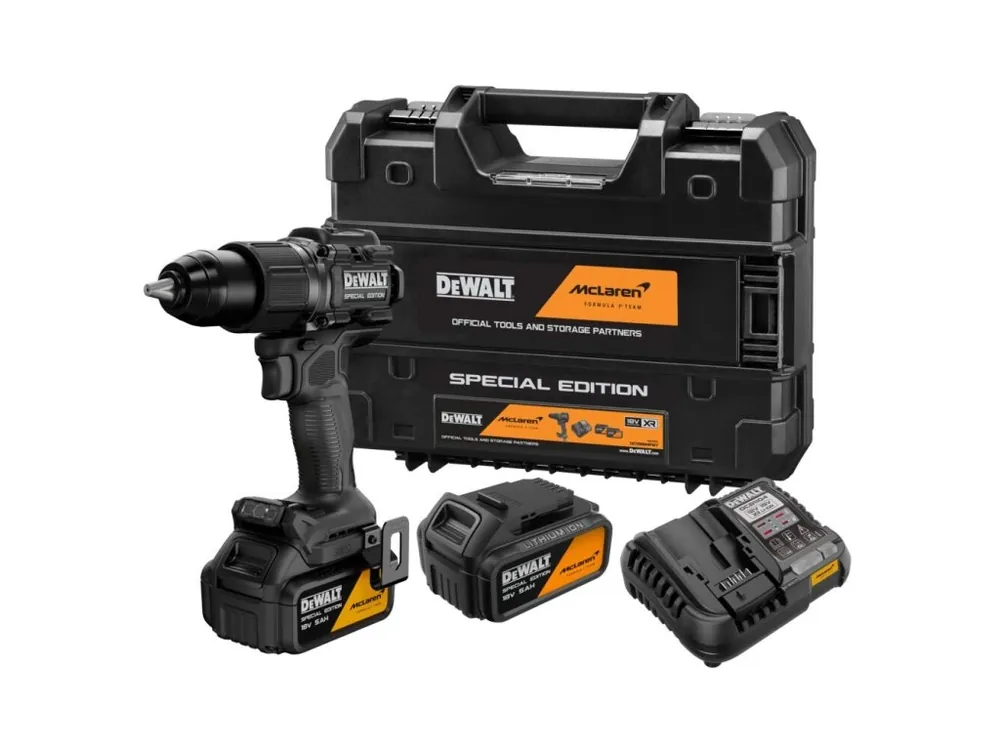 Aku bezuhlíková příklepová vrtačka 18V 2x 5,0Ah Li-Ion McLaren DeWALT DCD86MP2T