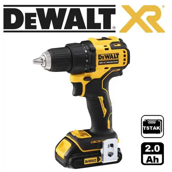 DCD708D2T Aku vrtačka šroubovák bezuhlíková 18V, 2x 2,0Ah Li-Ion, kufr TStak, DeWALT