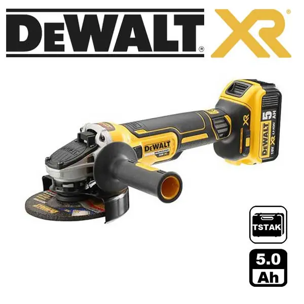 DCG405P2 Aku úhlová bruska 125mm, bezuhlíková 18V 2x 5,0Ah Li-Ion, kufr TStak, DeWALT