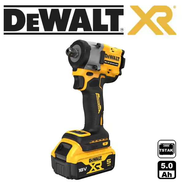 DCF922P2T Aku rázový utahovák bezuhlíkový 1/2" 18V 2x 5,0Ah Li-Ion, kufr TStak, DeWALT