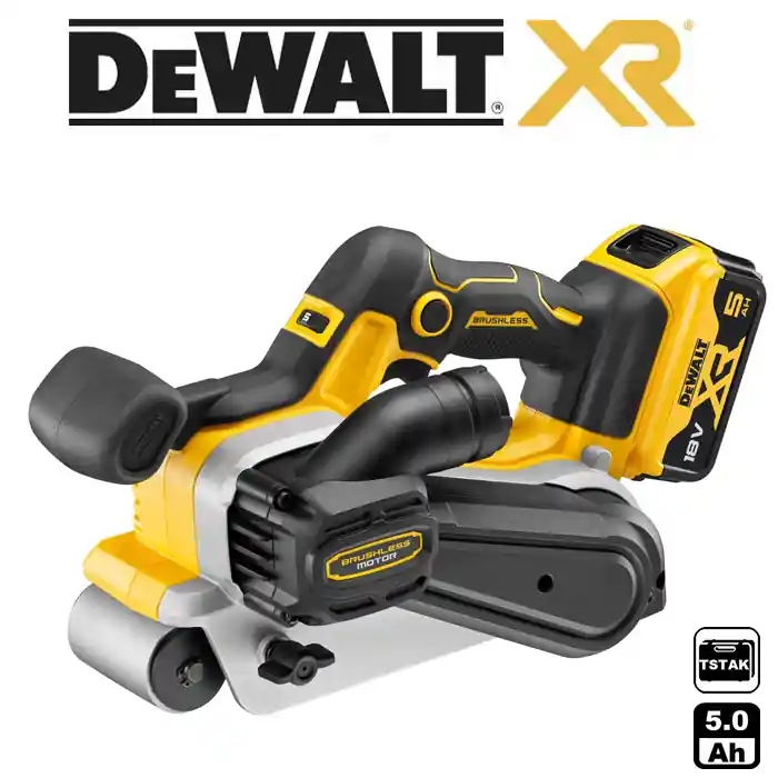 DCW220P2 Aku pásová bruska 75x533mm, bezuhlíková 18V 2x 5,0Ah Li-Ion, kufr TStak, DeWALT