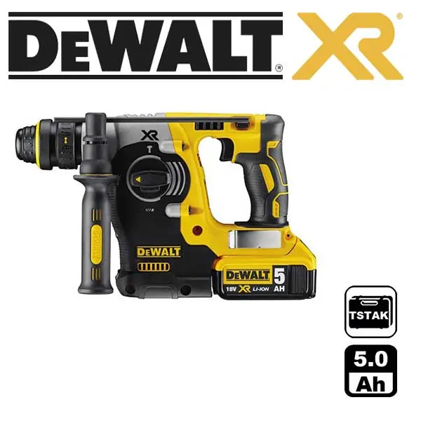 DCH274P2T Aku kladivo SDS-Plus kombi bezuhlíkové 18V 2x 5Ah, AVC kufr TS, DeWALT+sklíčidlo