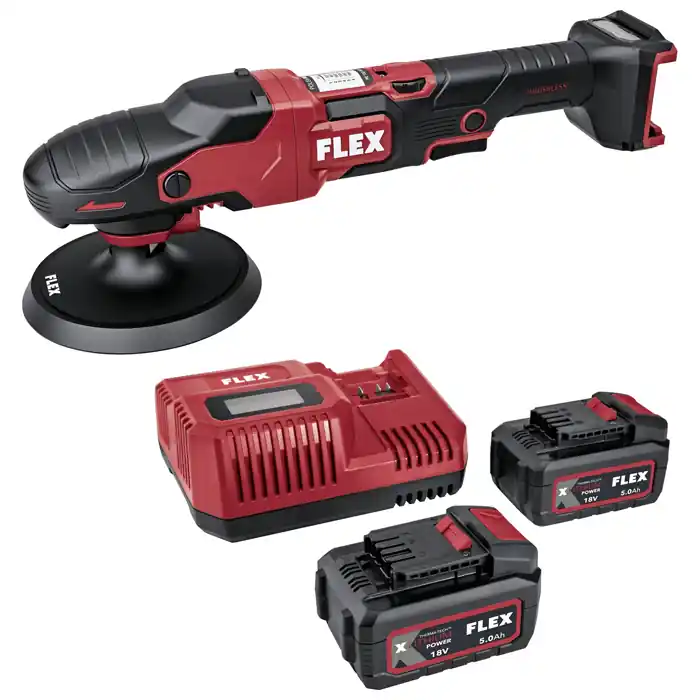PE 2 18-EC Set Aku leštička rotační 150mm bezuhlíková 18V 2x 5,0 Ah, Flex