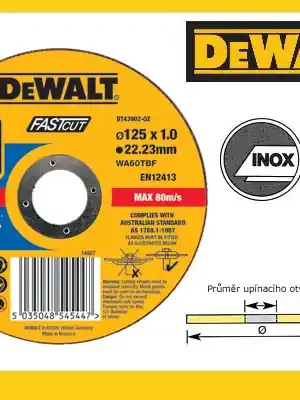 Kotouč řezný na nerez/ocel 125x1,0x22,2mm - DT43902 DeWalt