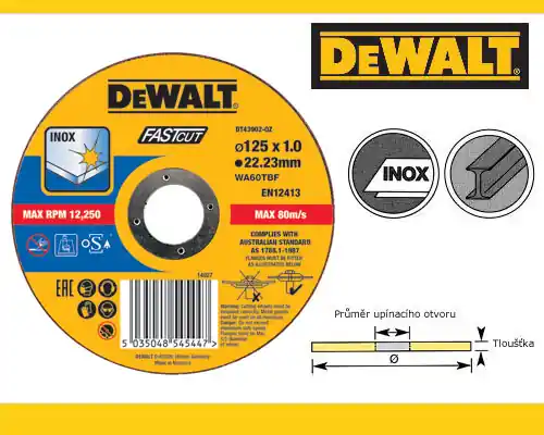 Kotouč řezný na nerez/ocel 125x1,0x22,2mm - DT43902 DeWalt