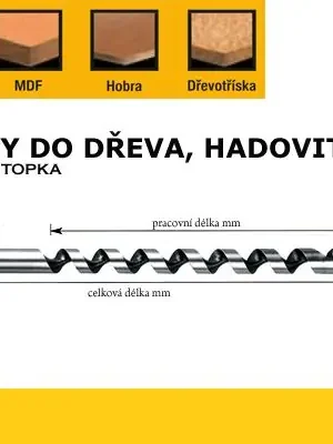 Vrták do dřeva hadovitý 16x100/200mm, DeWalt