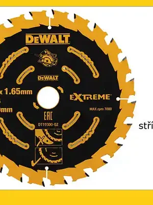 Pilový kotouč 165x1,65x20mm, SK24 ATB, 20° univerzální řez DT10300 DeWalt