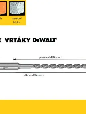 Vrták SDS-Max 12x200/340mm 2-břité, DeWalt - výprodej (3ks)