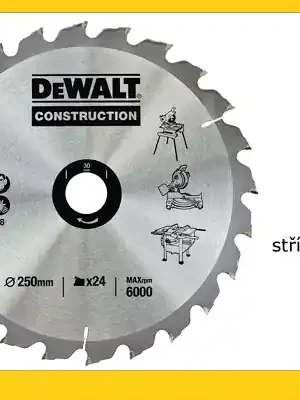 Pilový kotouč 250x30mm, SK24 ATB, 10° extra rychlý řez, DT1956, DeWalt
