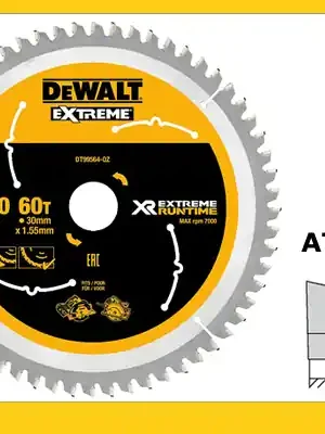 Pilový kotouč 190x1,55x30mm, SK60 ATB/R, 25° jemný řez, DT99564 DeWalt
