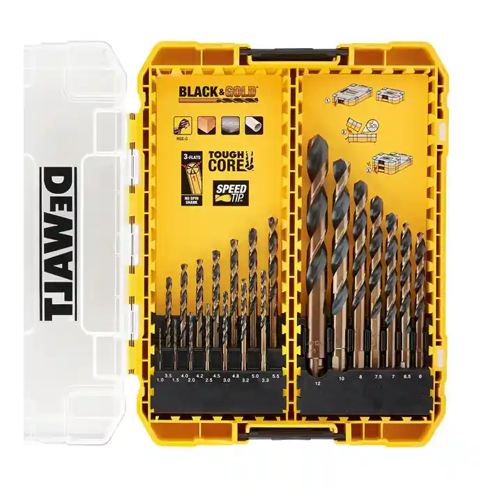 Sada vrtáků do kovu Black&Gold DT70755 21dílů 1-12mm DeWalt