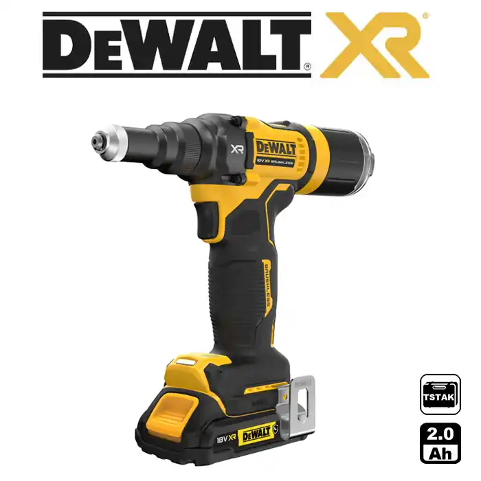 DCF403D2GT Aku nýtovací kleště 18V 2x 2,0Ah Li-Ion, 4,8mm, kufr TStak, DeWALT