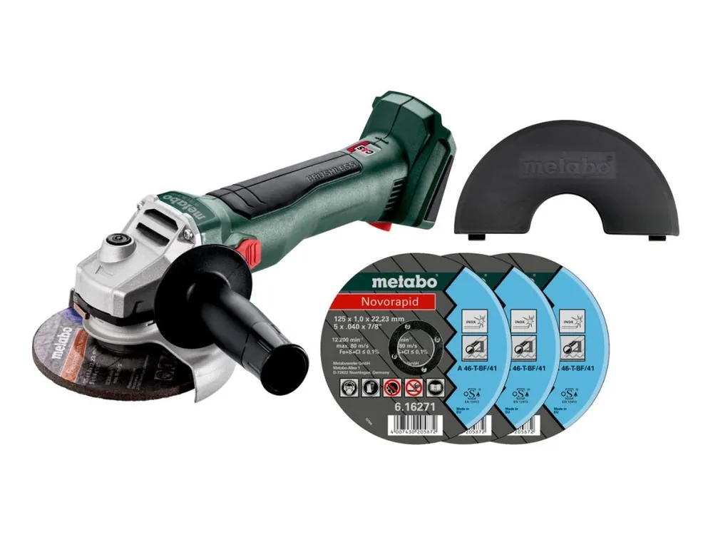 Metabo W 18 L BL 9-125 + ochr.kryt + 3 řez.kot. bez aku 691224000