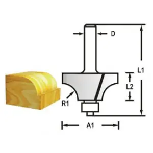 Zaoblovací fréza s ložiskem stopka 6 mm,28,6x14,5x57 mm