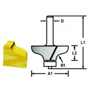 Profilová fréza s ložiskem stopka 8 mm,31,8x12,7x56 mm