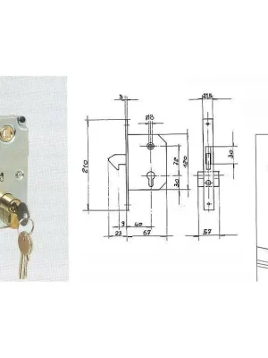 Zámek zadlabací hák Zn 72/ 40/ 67 + vložka