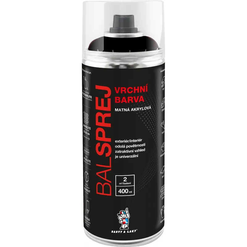 Sprej RAL 9005 vrchní akryl černý mat 400ml