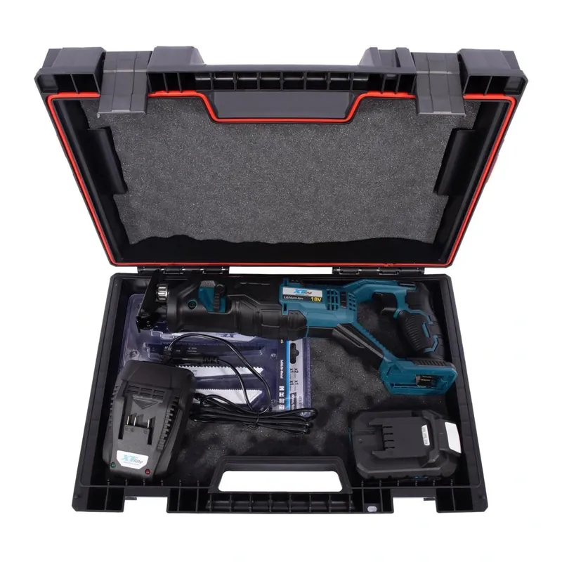 XTLINE Aku mečová pila 18 V + 2 baterie 2.0 Ah + nabíječka 2.4 A + pilové plátky + box XTline